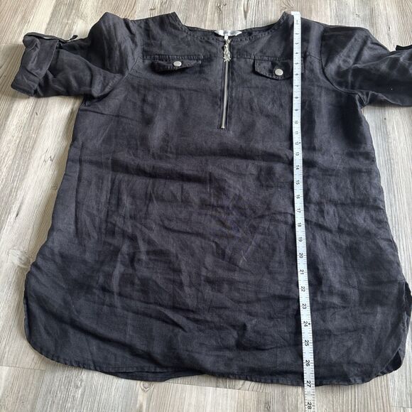 Ellen Tracy 100% Linen Black Dress Top Tunic W 3/4 Sleeves Size Small - Picture 6 of 8